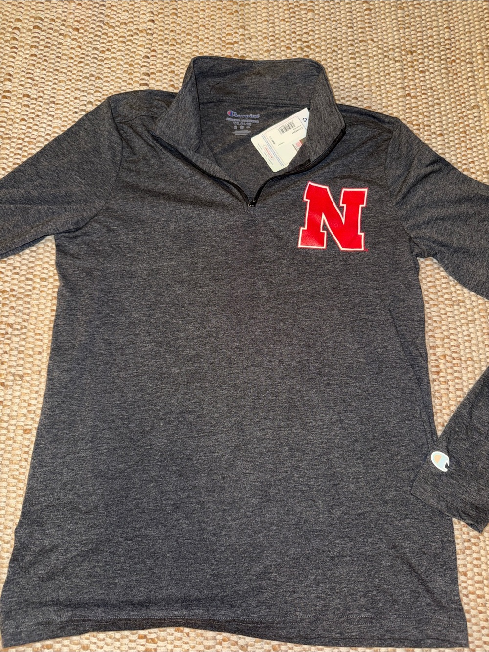 Champion Dark Gray Quarter-Zip Pullover Nebraska Cornhuskers youth XL